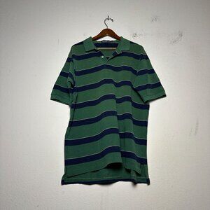 VTG Ralph Lauren Polo Men XXL Green Striped Blue Shirt Short Sleeve Prep Rugby